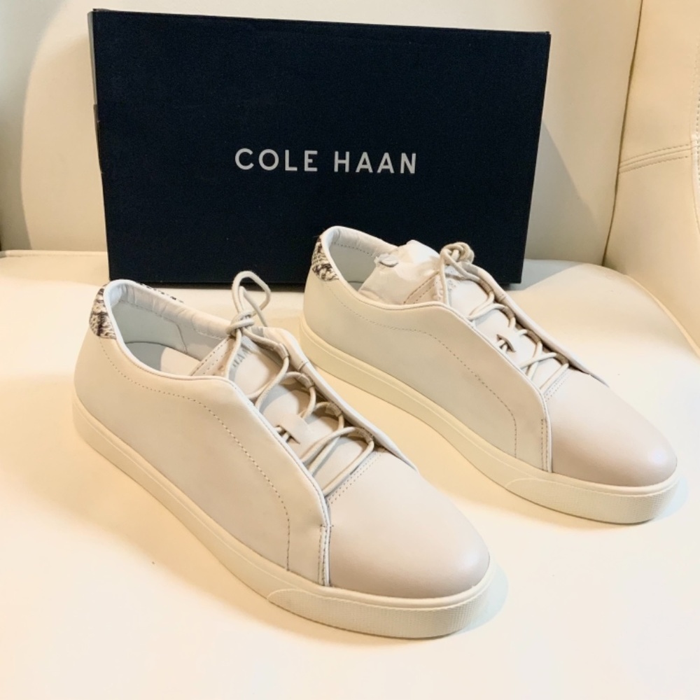 Cole Haan Grandpro Spectator 2.0 Lace Up White Ivory Beige leather Sneakers 8.5 - Picture 8 of 11